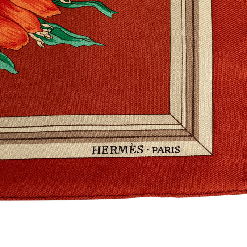 Hermes Carre 90 Quai Aux Fleurs Flower Blooming Coastal Street Silk Scarf