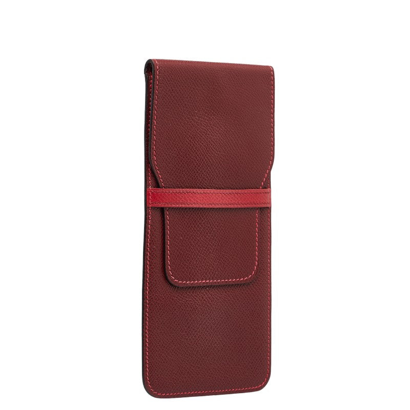 Hermes Red Leather Pen Case