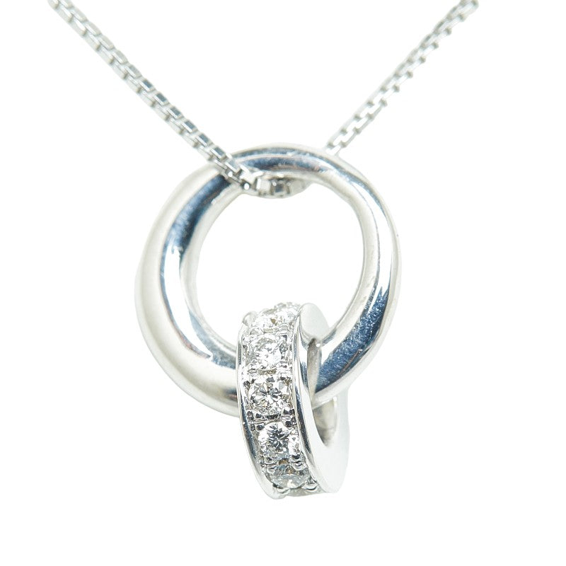 Celine 18K White Gold Diamond Ring Venetian Chain Necklace