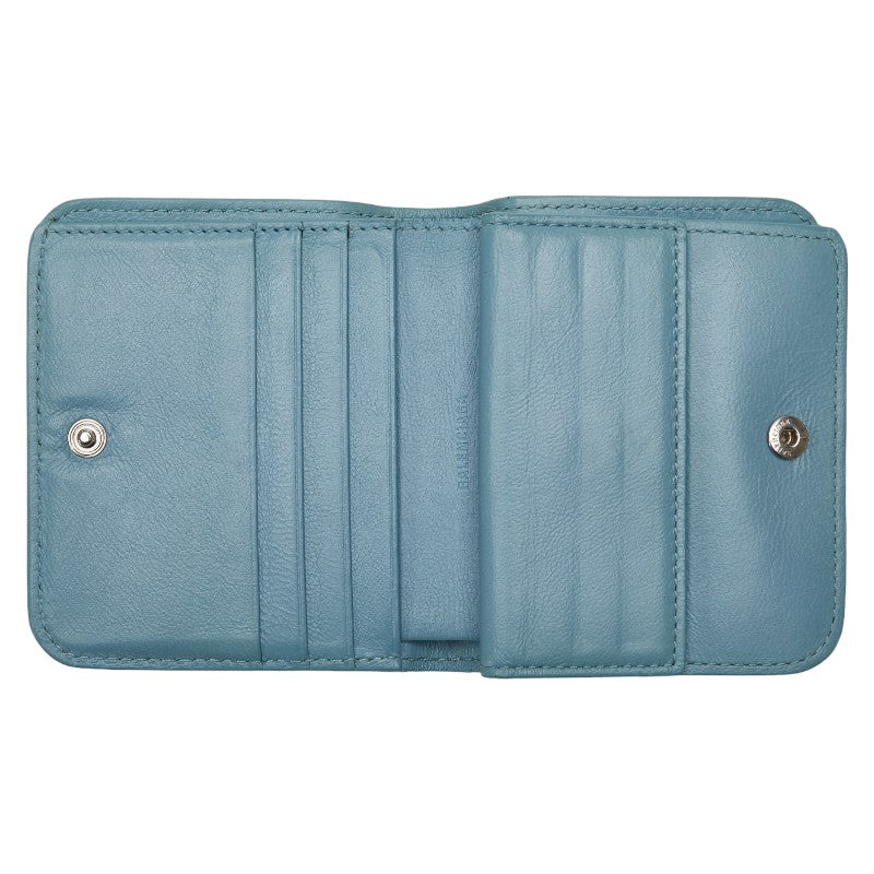 Balenciaga Essential Mini Wallet Blue Leather