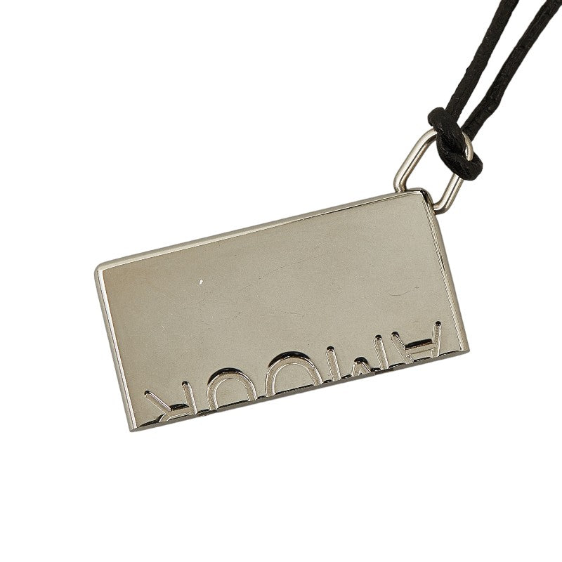 Hermes Dog Tag Necklace Silver Black Metal