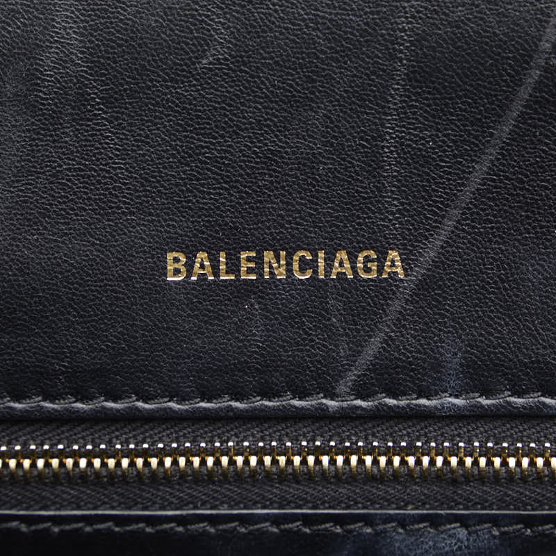 Balenciaga Hourglass Small Handbag Black Gold Leather