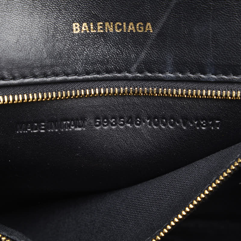 Balenciaga Hourglass Small Handbag Black Gold Leather