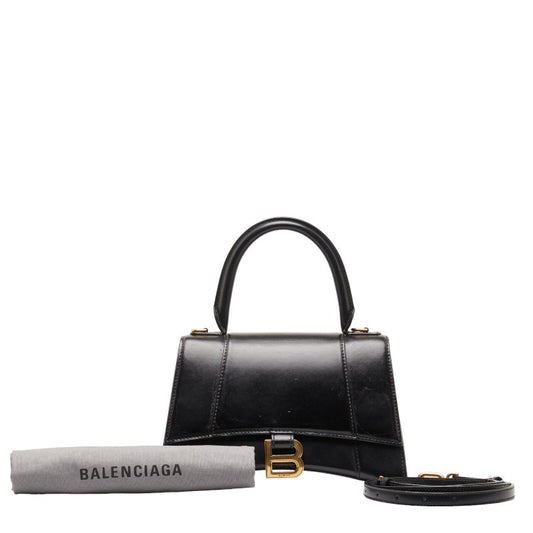 Balenciaga Hourglass Small Handbag Black Gold Leather