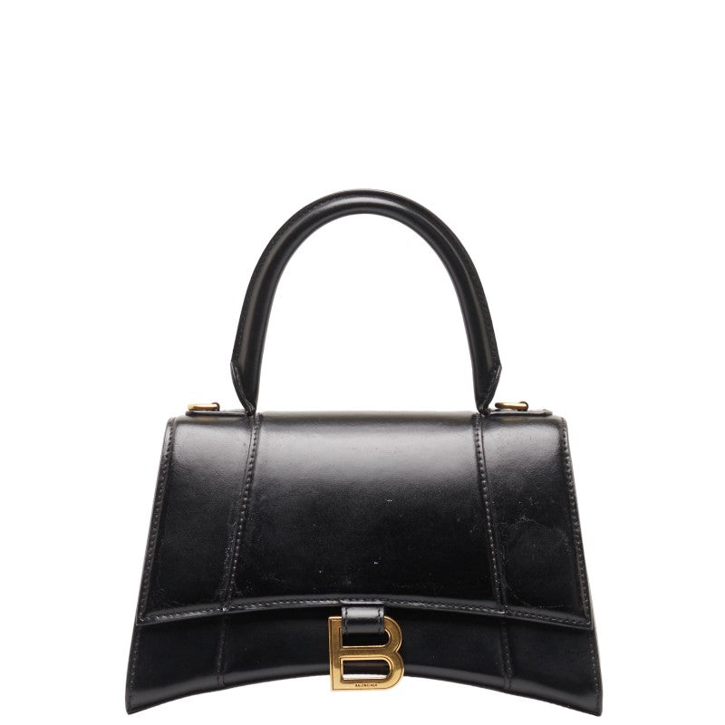 Balenciaga Hourglass Small Handbag Black Gold Leather