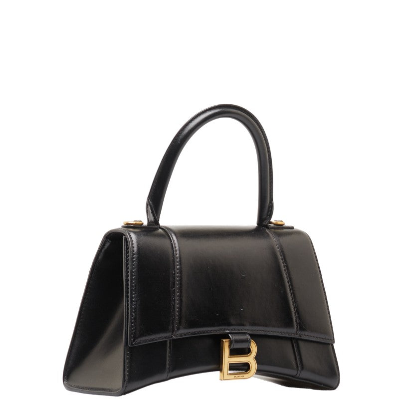 Balenciaga Hourglass Small Handbag Black Gold Leather