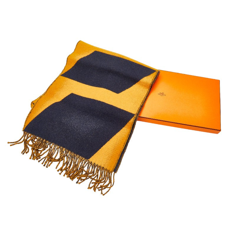 Hermes Yellow Navy Cashmere Scarf