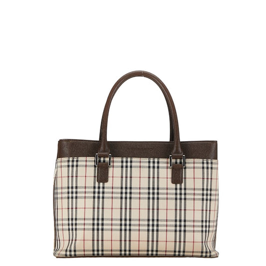 Burberry House Check Canvas Leather Tote Bag