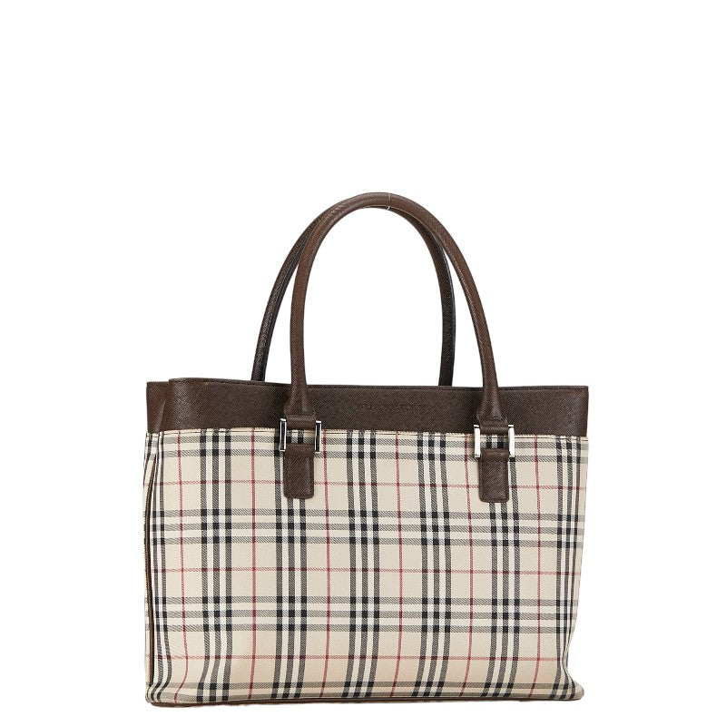 Burberry House Check Canvas Leather Tote Bag