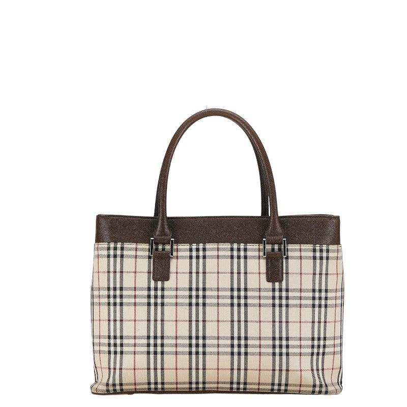 Burberry House Check Canvas Leather Tote Bag