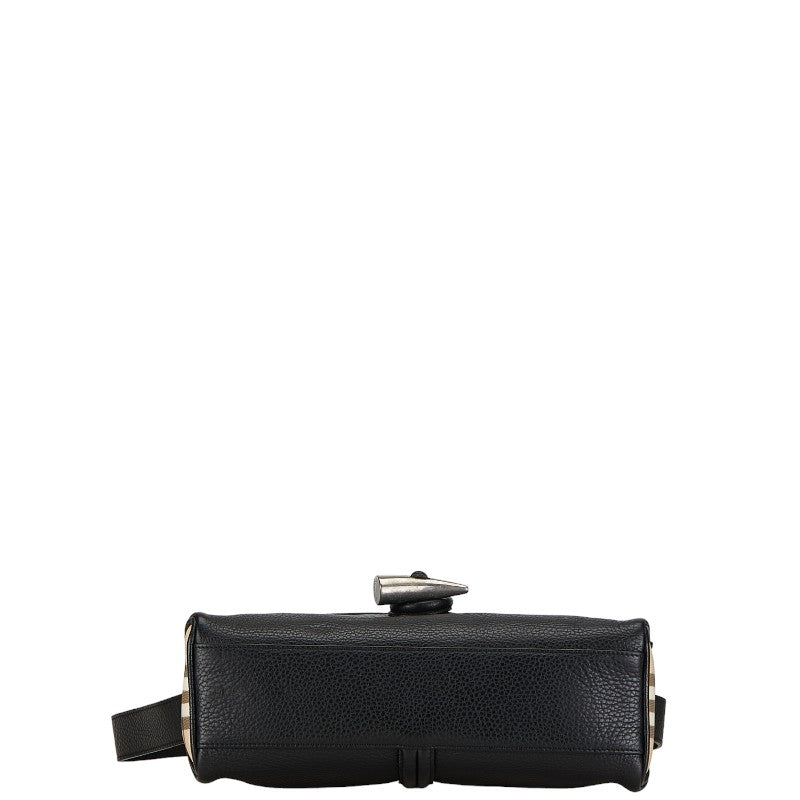 Burberry House Check Leather Barrel Bag