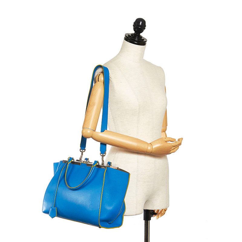 Fendi Vitello Dolce Mini 3jours Tote Blue Royal