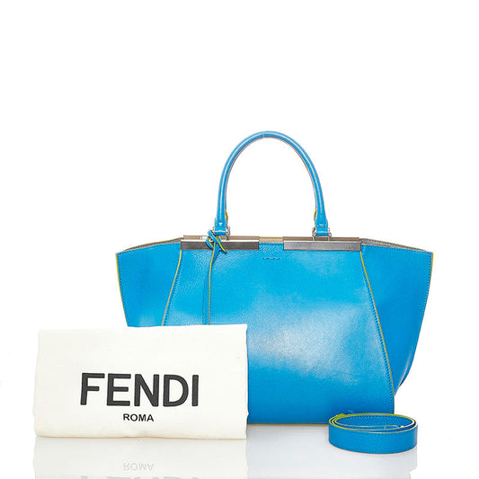 Fendi Vitello Dolce Mini 3jours Tote Blue Royal