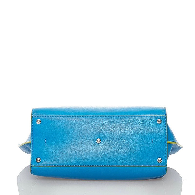 Fendi Vitello Dolce Mini 3jours Tote Blue Royal