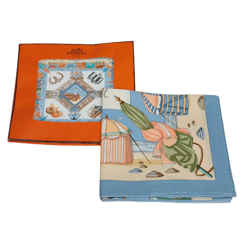 Hermes Carre 90 Charmes Des Plages Normandes Charm of the Normandy Coast Silk Scarf