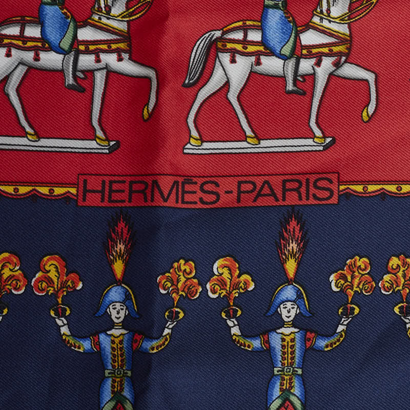 Hermes Carre 90 Les Artificiers All-over Pattern Silk Scarf