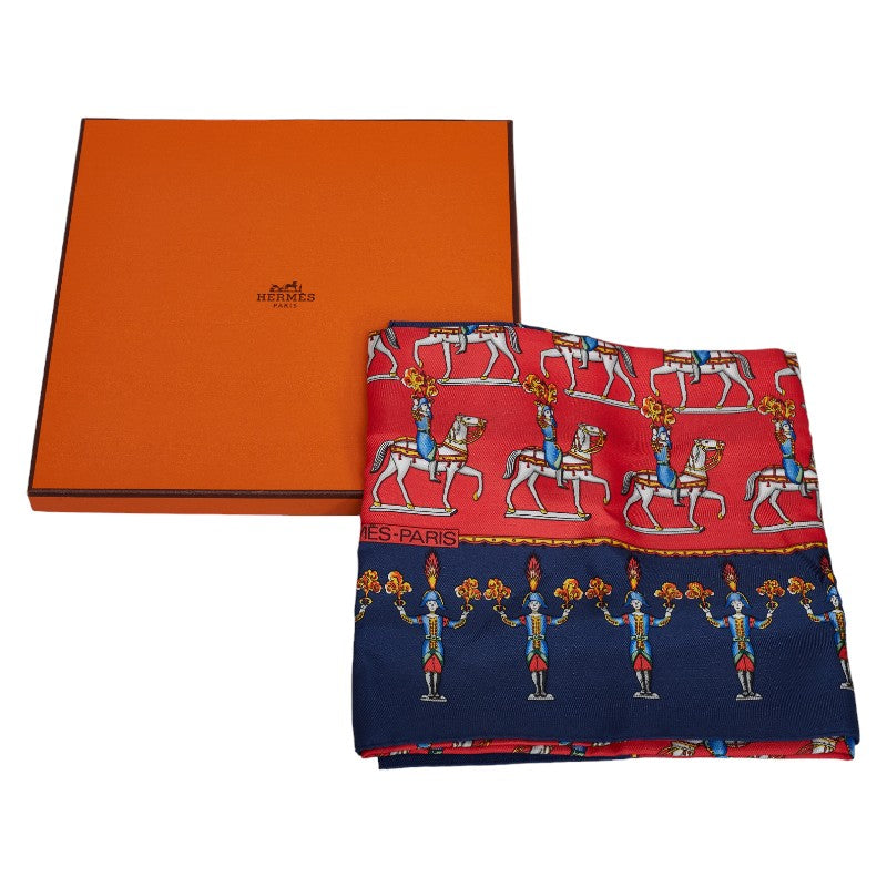 Hermes Carre 90 Les Artificiers All-over Pattern Silk Scarf