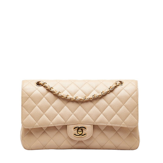 Chanel Beige Caviar Classic Double Flap with Gold Hardware