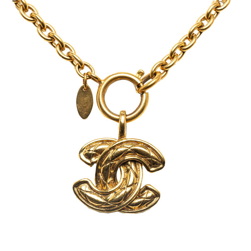 Chanel CC Matelasse Quilted Pendant Necklace