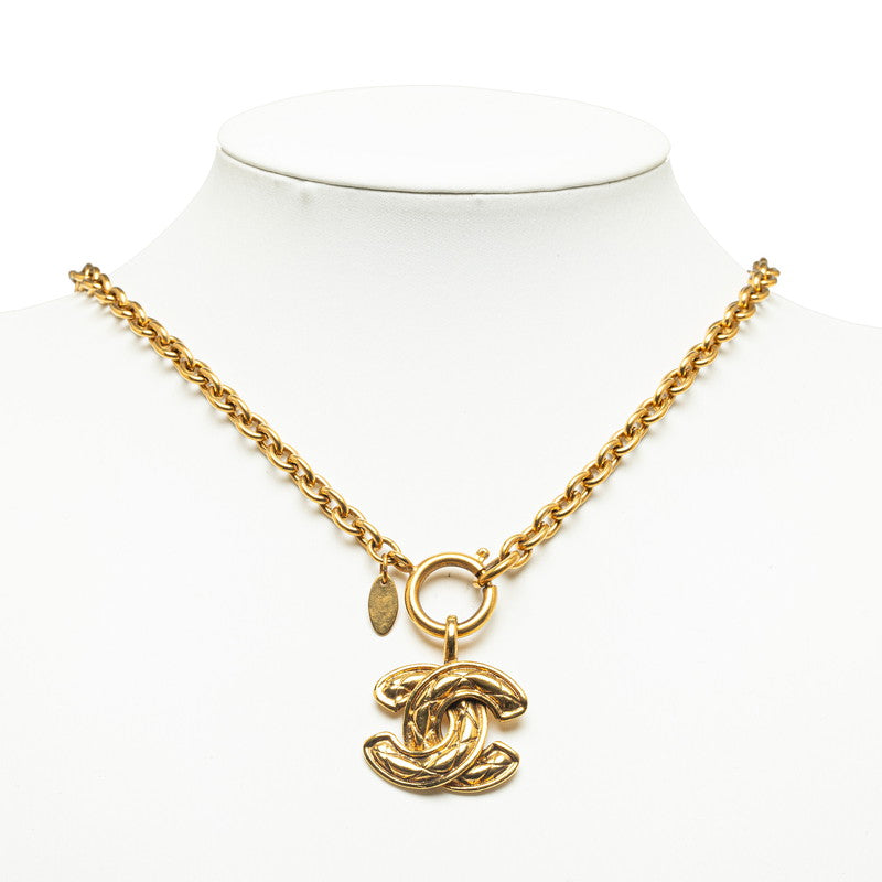 Chanel CC Matelasse Quilted Pendant Necklace