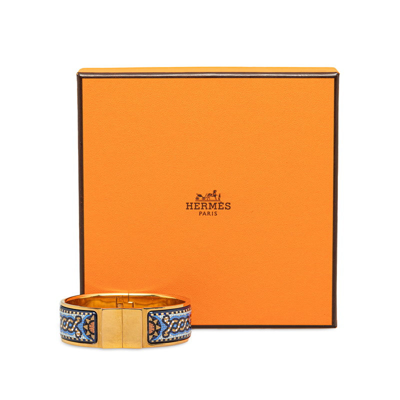 Hermes Blue Loquet Wide Enamel Bracelet