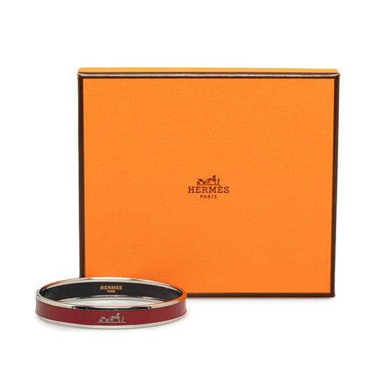 Hermes Caleche Printed Enamel Narrow Bangle Bracelet