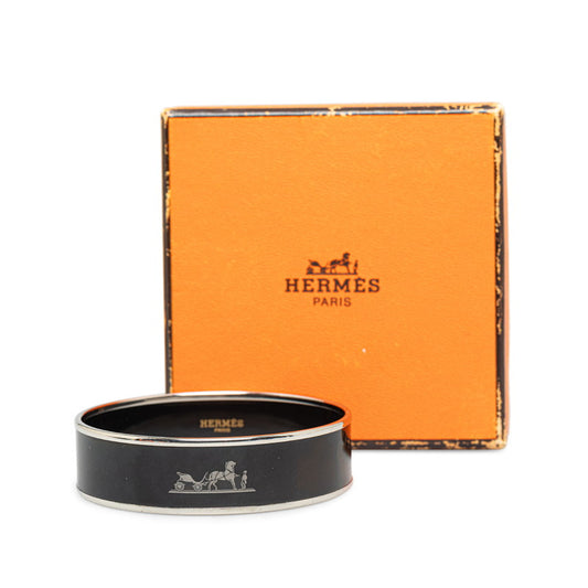 Hermes Caleche Printed Enamel Wide Bangle Bracelet