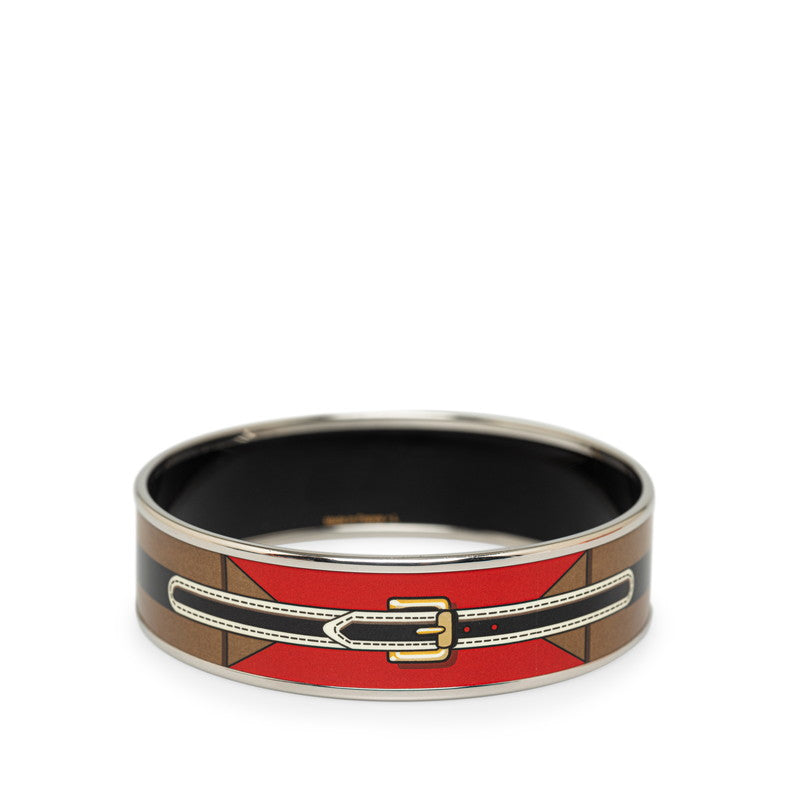 Hermes Enamel Belt Motif Wide Bangle