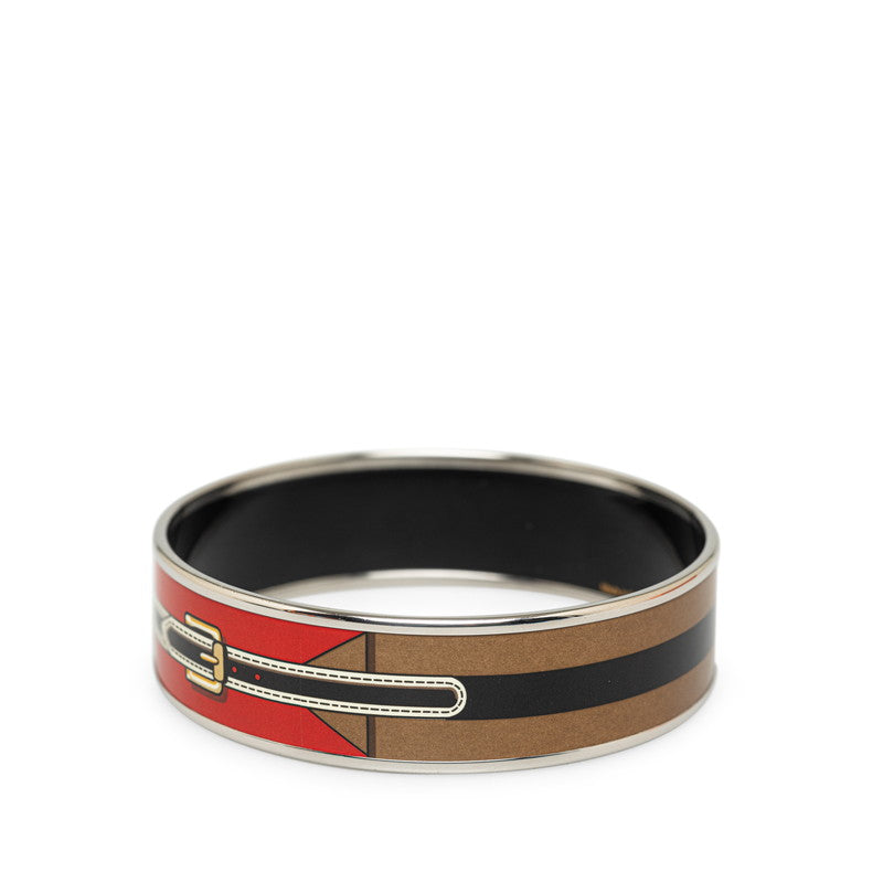 Hermes Enamel Belt Motif Wide Bangle