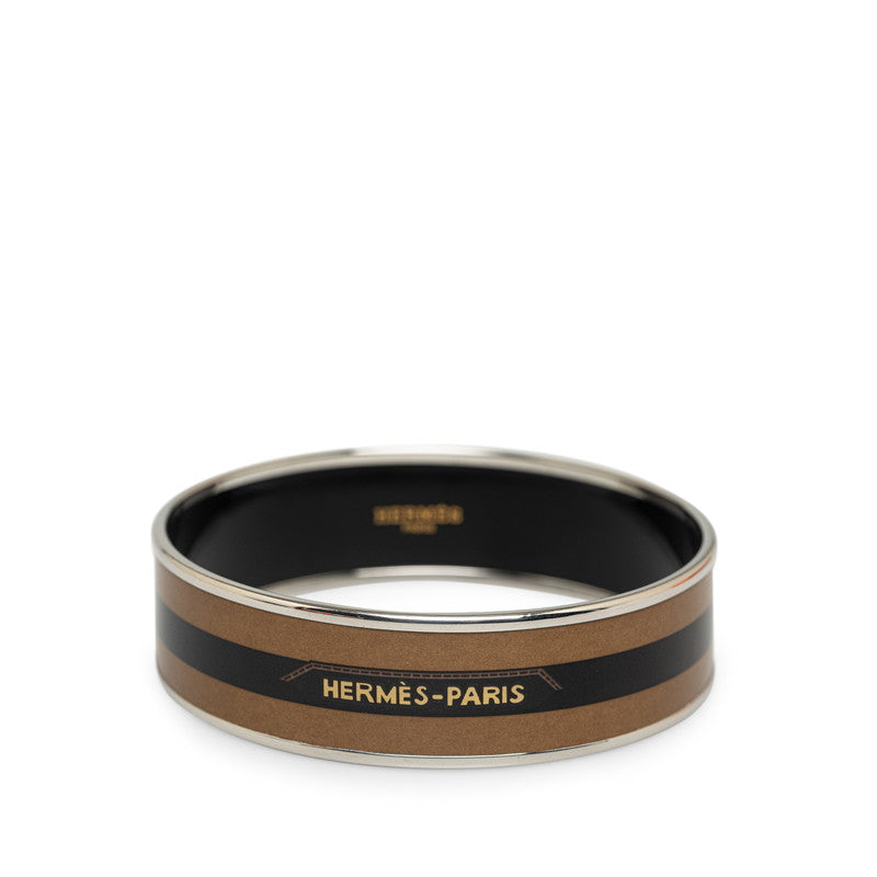 Hermes Enamel Belt Motif Wide Bangle