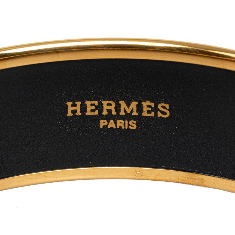 Hermes Enamel Horse Print Wide Bangle