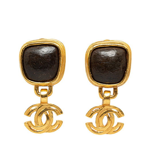 Chanel CC Stone-Embellished Drop Earrings