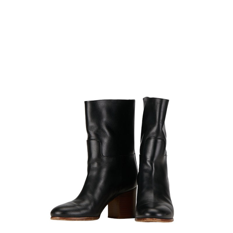 Celine Black Leather Mid-Calf Boots