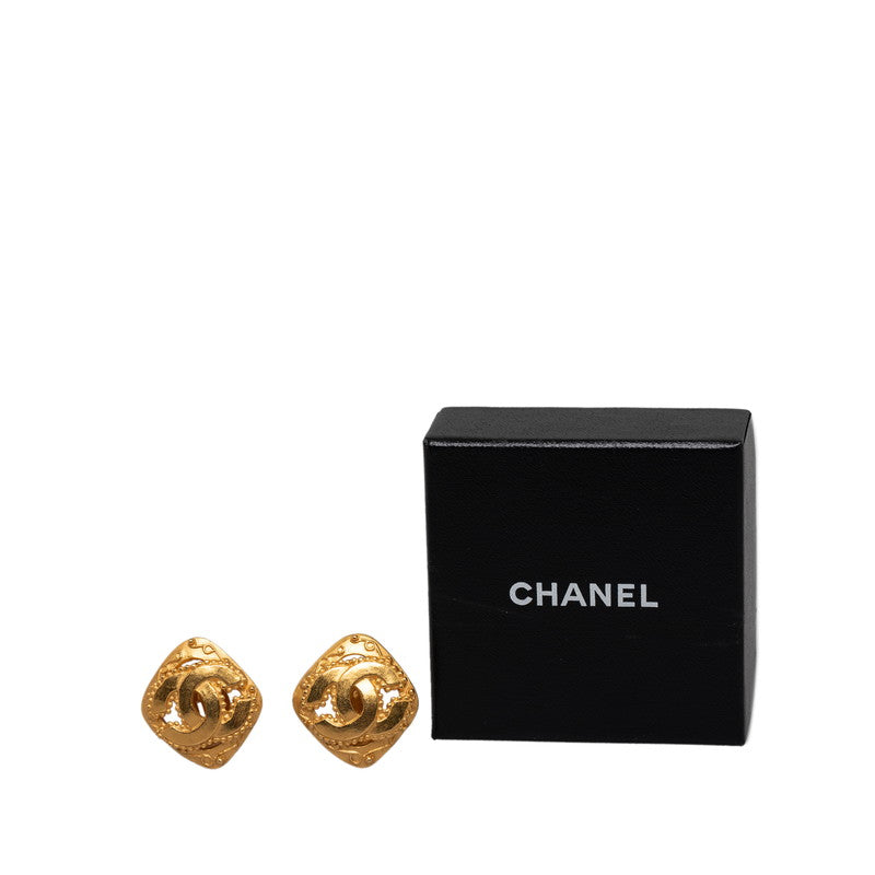 Chanel Coco Mark Rhombus Flower Tag Earrings