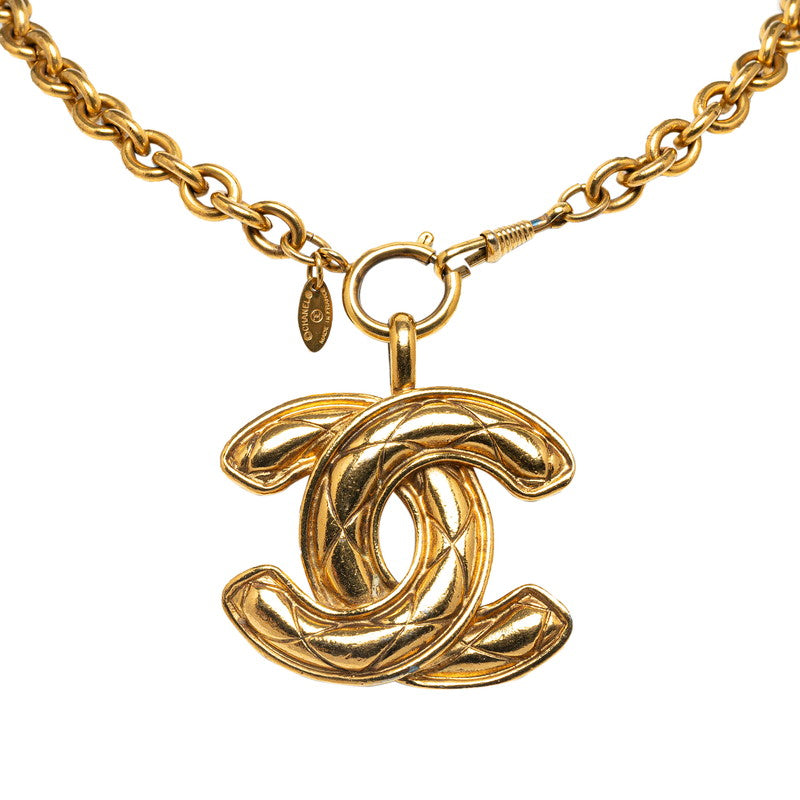 Chanel CC Matelasse Quilted Pendant Necklace