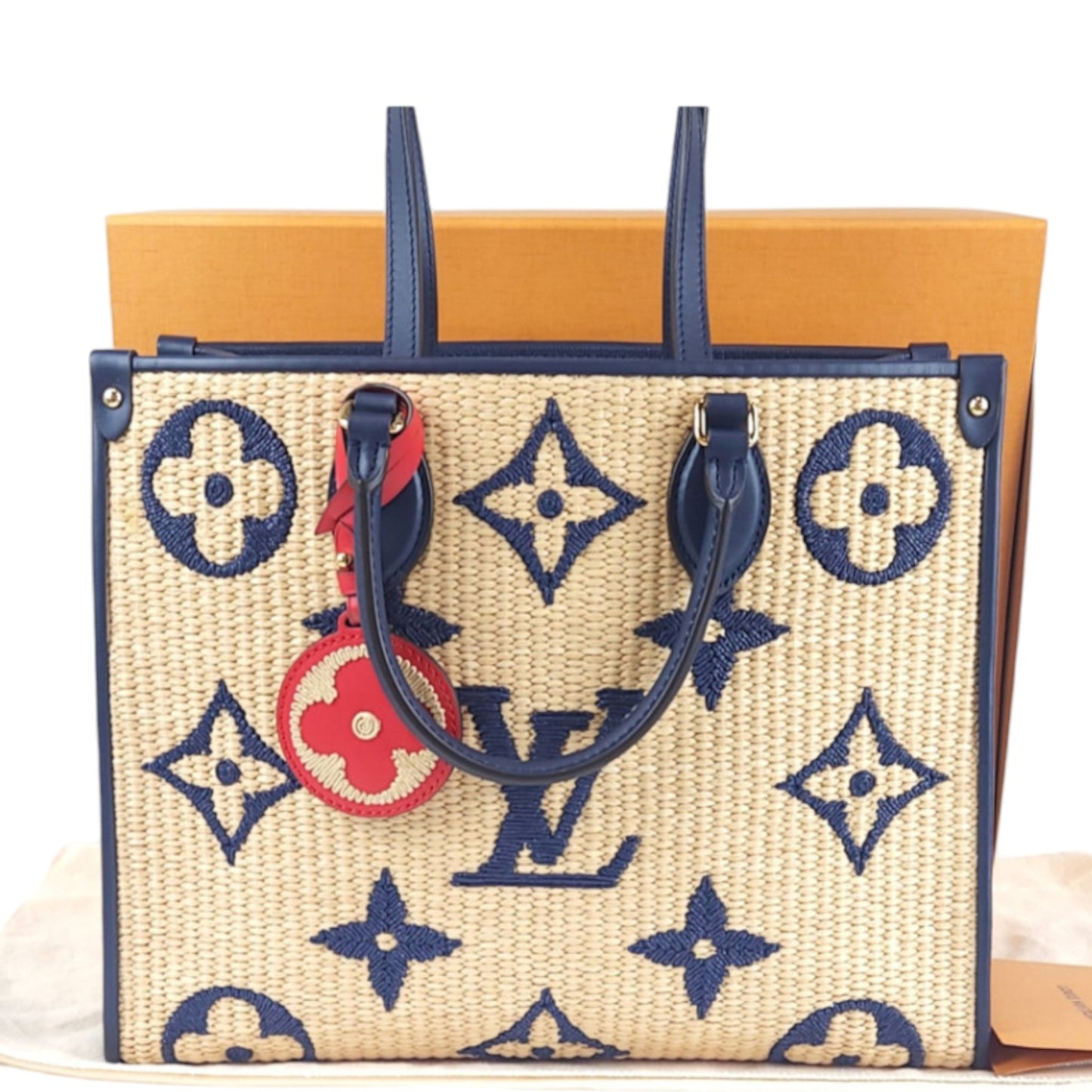 Louis Vuitton Raffia Calfskin Monogram Giant Onthego MM