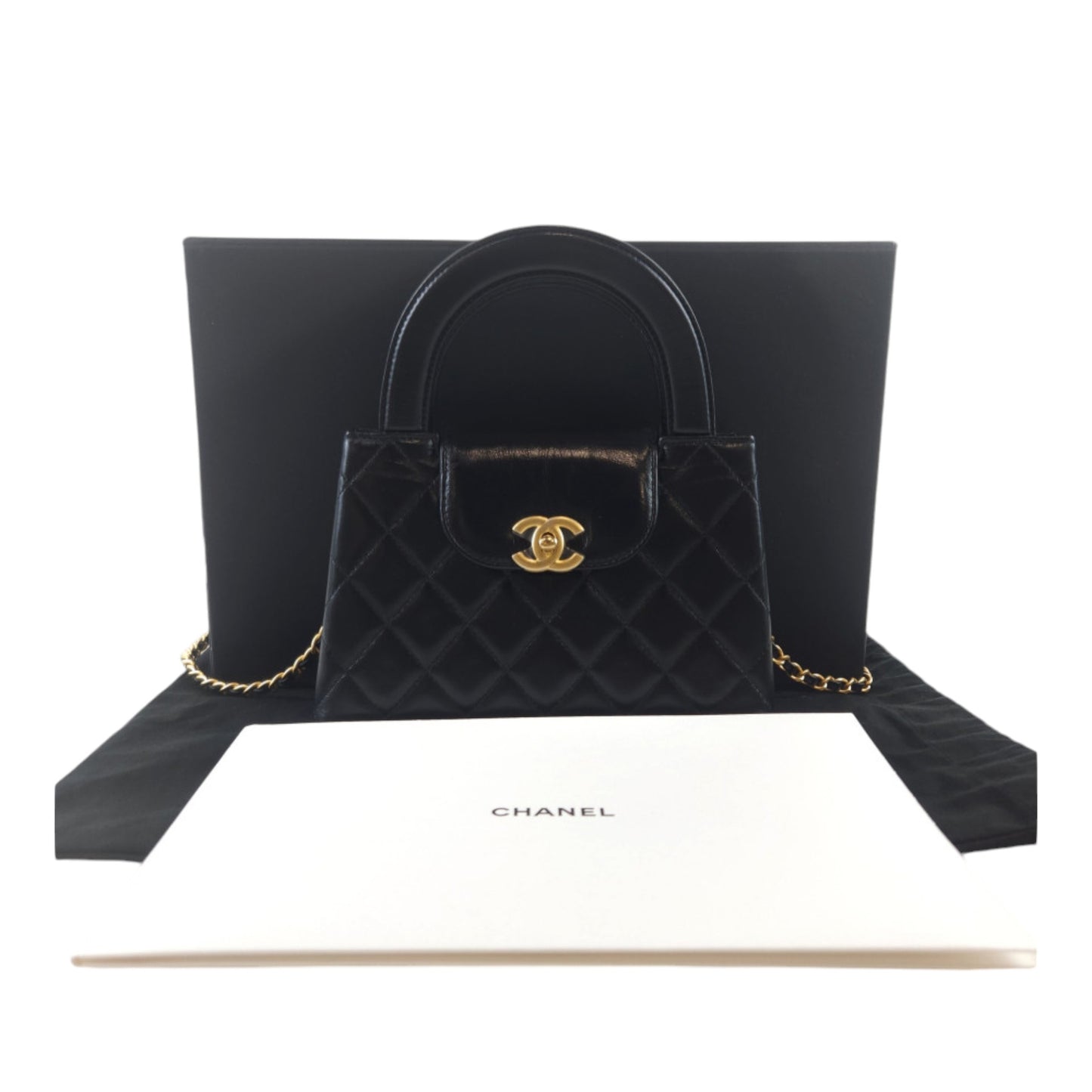 Chanel Small Kelly Shopper Black Aged Calfskin Brushed Gold Hardware