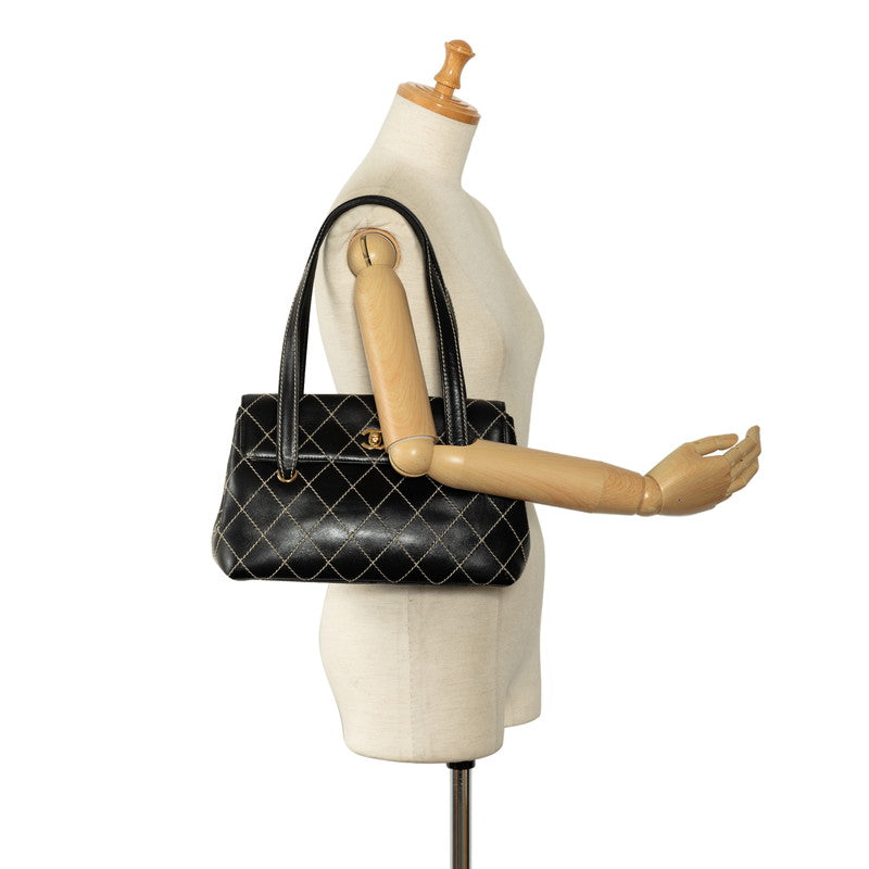 Chanel Coco Mark Wild Stitch Calfskin Leather Shoulder Bag