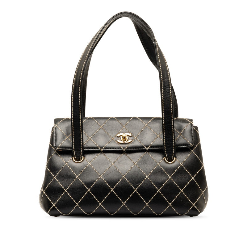 Chanel Coco Mark Wild Stitch Calfskin Leather Shoulder Bag