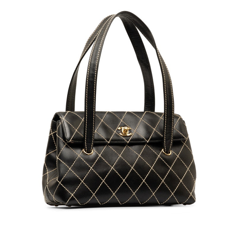 Chanel Coco Mark Wild Stitch Calfskin Leather Shoulder Bag