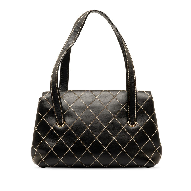 Chanel Coco Mark Wild Stitch Calfskin Leather Shoulder Bag