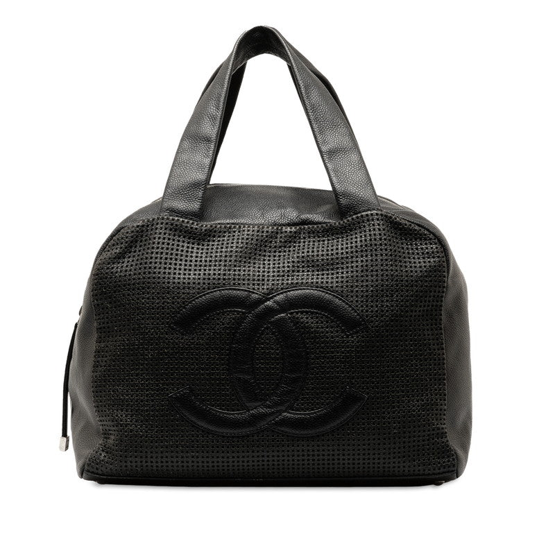 Chanel Coco Mark Boston Bag Black Matte Caviar Skin