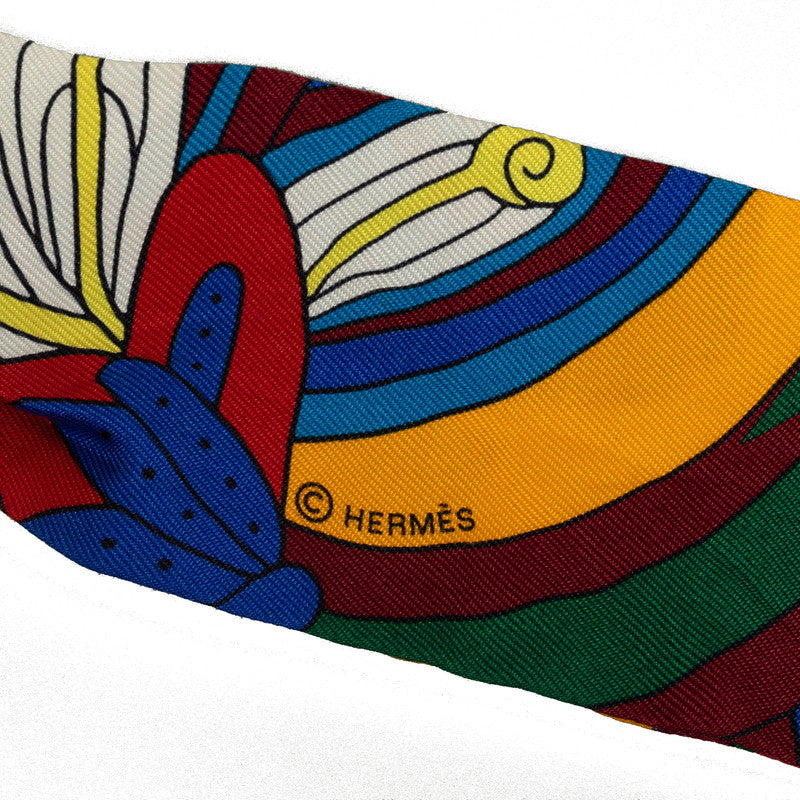 Hermes Twilly Flower Motif Silk Scarf