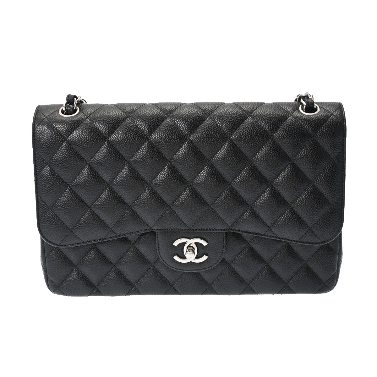 Chanel Large Classic Handbag in Grained Calfskin & Silver-Tone Metal