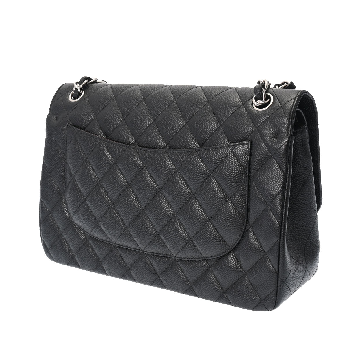 Chanel Large Classic Handbag in Grained Calfskin & Silver-Tone Metal
