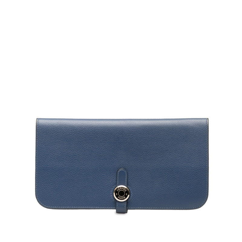 Hermes Togo Dogon Compact Blue Jean Wallet