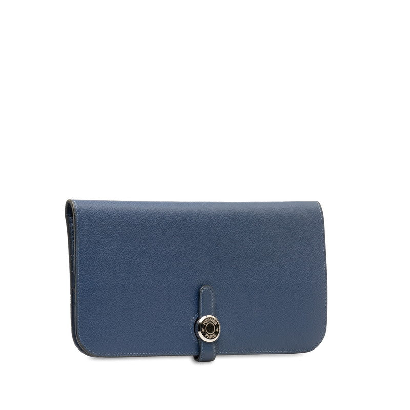 Hermes Togo Dogon Compact Blue Jean Wallet