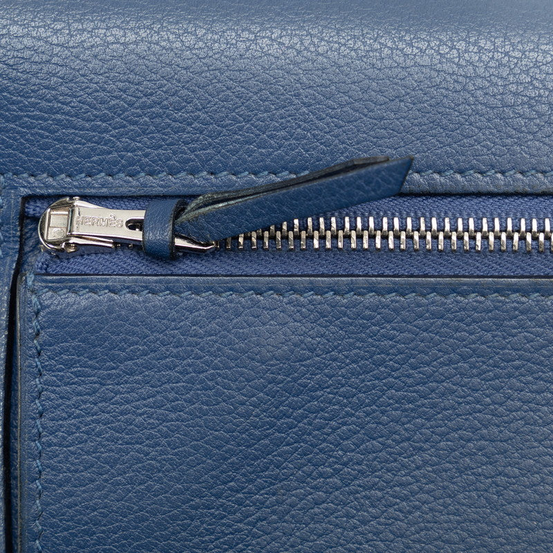 Hermes Togo Dogon Compact Blue Jean Wallet