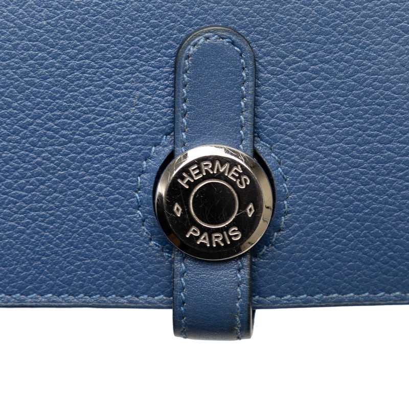 Hermes Togo Dogon Compact Blue Jean Wallet