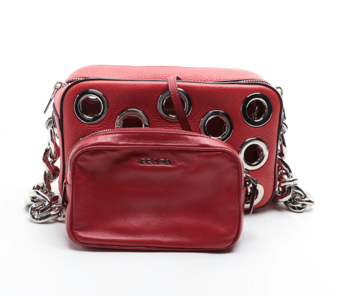 Prada Vitello Daino Grommet Chain Bag